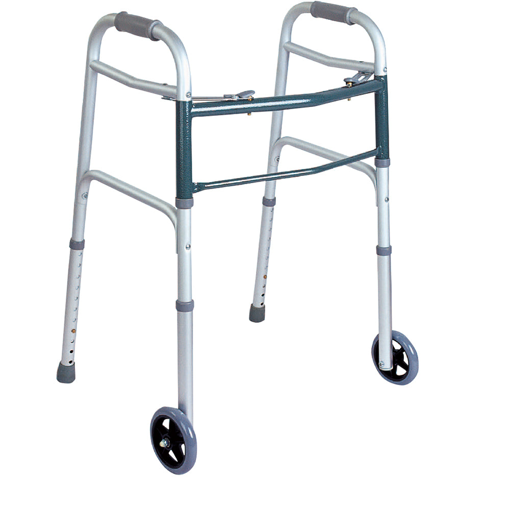 2 - Button Folding Walker with Wheels E0143